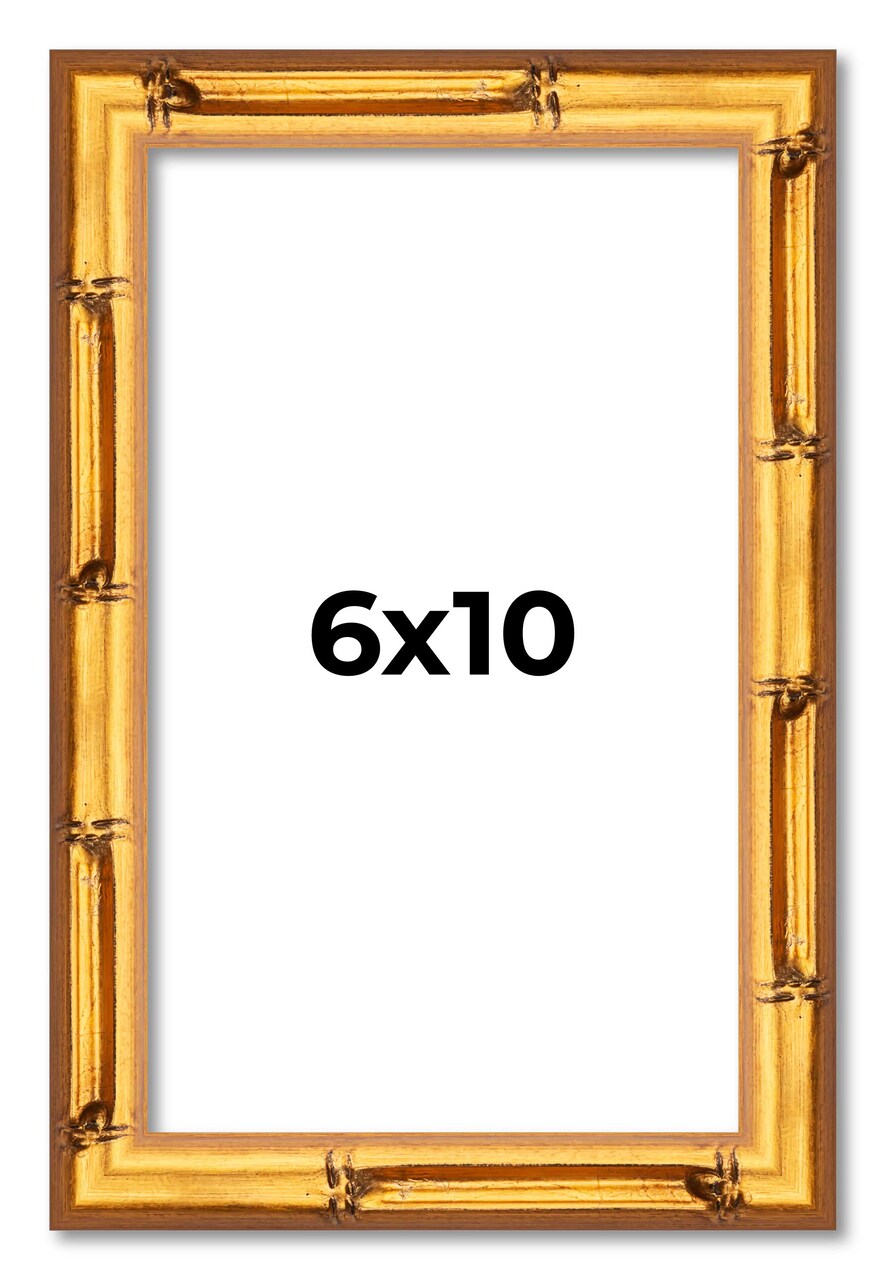 6x10 Bamboo Picture Frame with UV-Resistant Acrylic & Acid Free Backing, Available in 4 Finishes - Brown, Black, Gold, and Natural